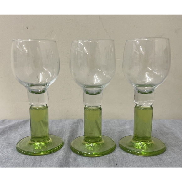 Bormioli Rocco Limoncino Liquor Shot Glasses Cordial Green Stemmed (QTY 3) Chrty - Picture 5 of 9